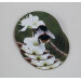 Four buff tail bumblebee round coasters, queen on wild plum blossom, fan view