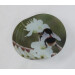 Four buff tail bumblebee round glass coasters, queen on wild plum blossom, fan view