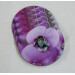 Four garden bumblebee round coasters, pink sweetpea flower, spread view