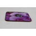 Garden bumblebee square coaster, pink sweetpea flower, deep angle view