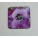 Garden bumblebee square coaster, pink sweetpea flower