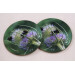 two buff tail bumblebee round coasters, workers on lilac colour teasel flower, tilt view