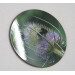 Buff tail bumblebee round coaster, workers on lilac colour teasel flower, angle surface view