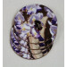 Four red tail bumblebee round coasters, queen on white and purple wisteria flower, fan view