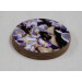 Four red tail bumblebee round coasters, queen on white and purple wisteria flower, side view