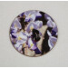 Red tail bumblebee round coaster, queen on white and purple wisteria flower