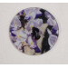 Red tail bumblebee round glass coaster, queen on white and purple wisteria flower